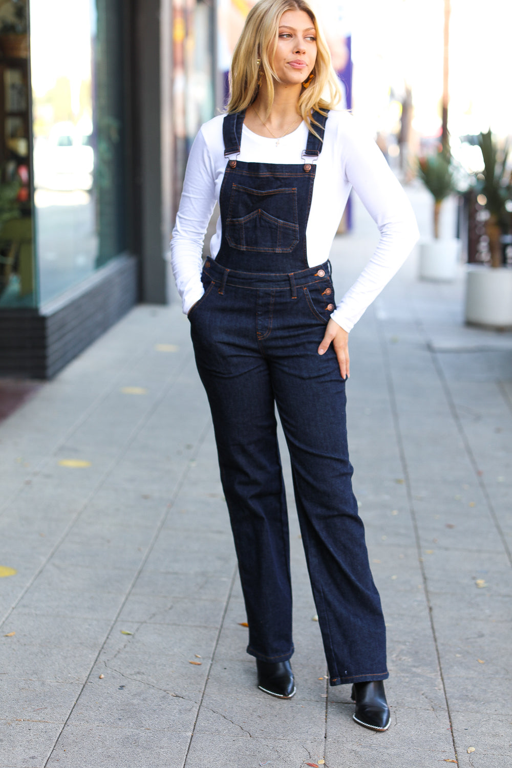 Judy Blue Dark Denim High Waist Wide Leg Overalls