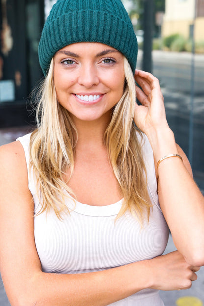 Emerald Cable Knit Beanie