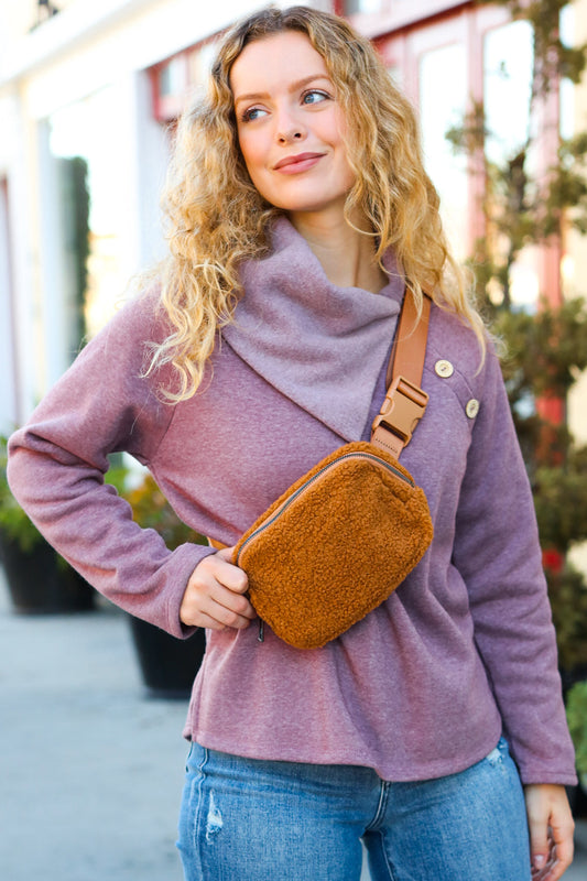 Maple Brown Sherpa Crossbody Sling Bag