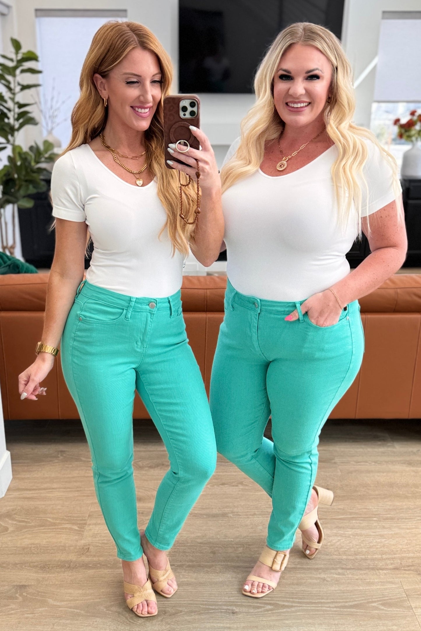 Bridgette High Rise Garment Dyed Slim Jeans in Aquamarine