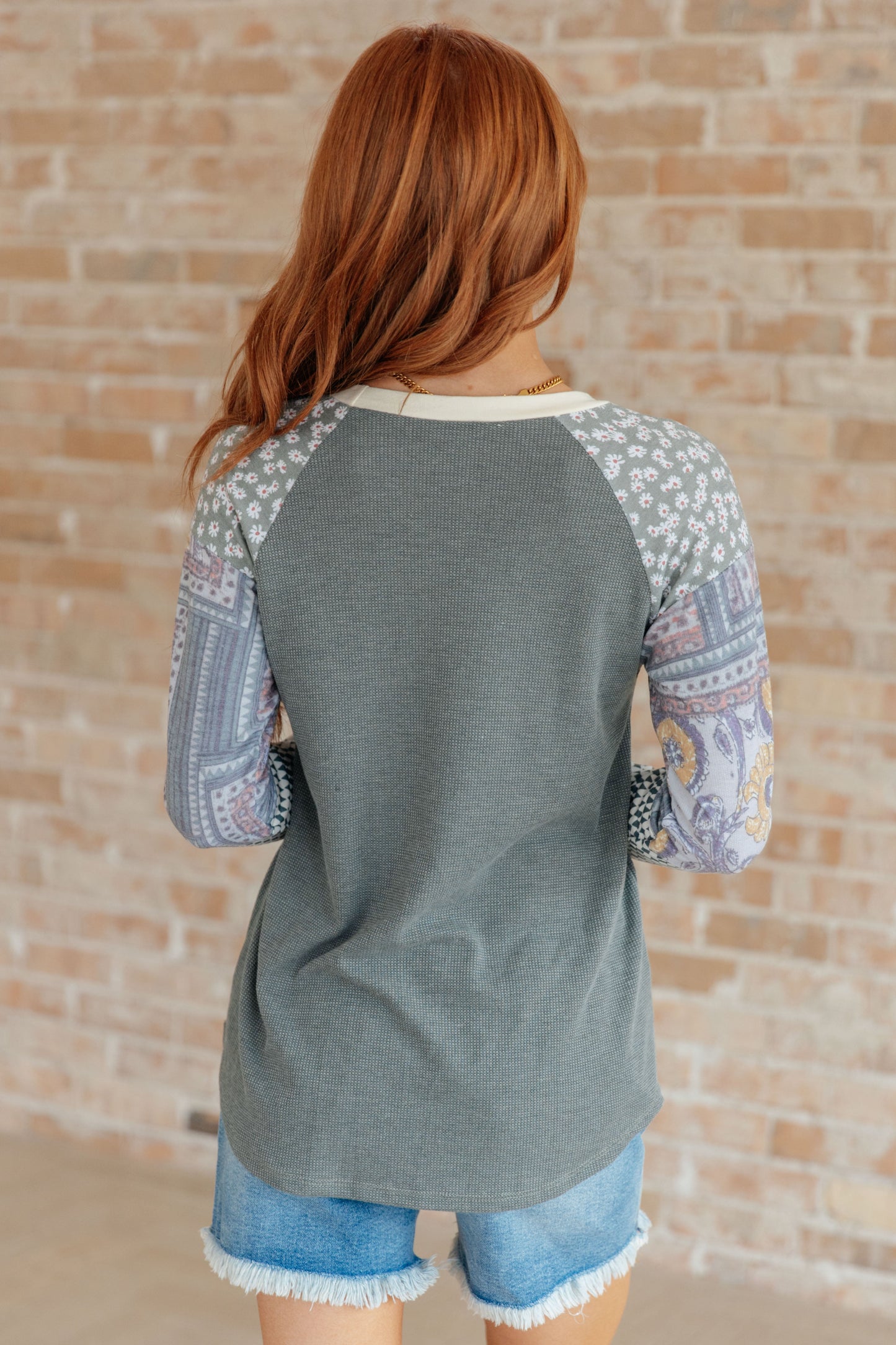 Very Curious Mixed Print Top