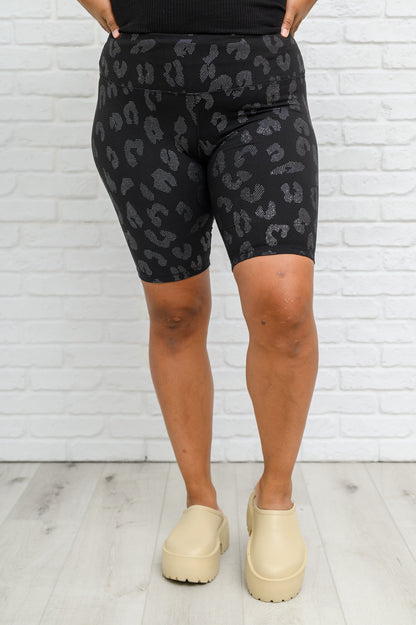 Animal Print Biker Shorts In Black