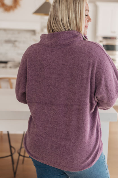 Cozy Moment 1/2 Zip Pullover in Purple