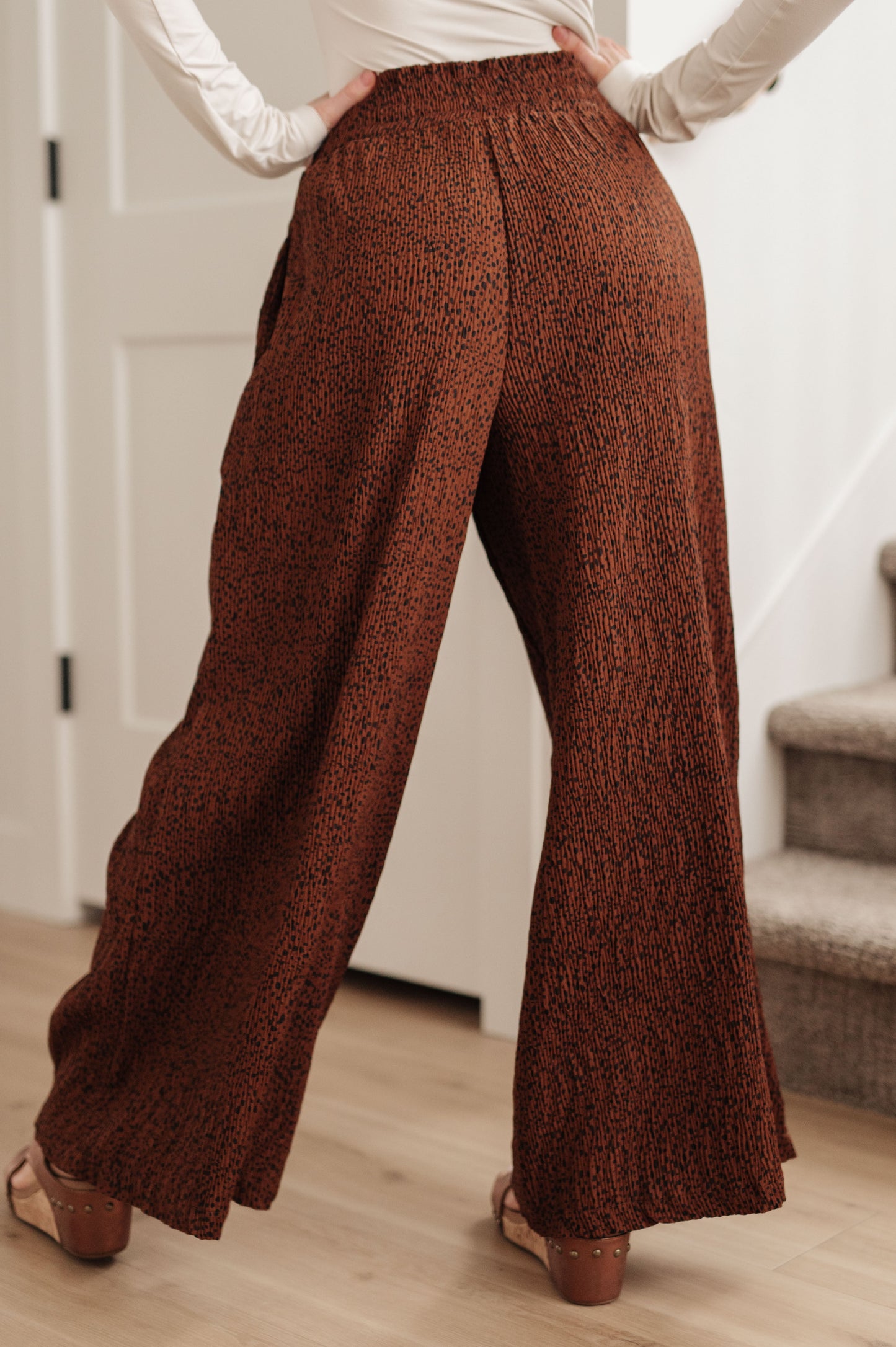 Harmony High Rise Wide Leg Pants in Brown