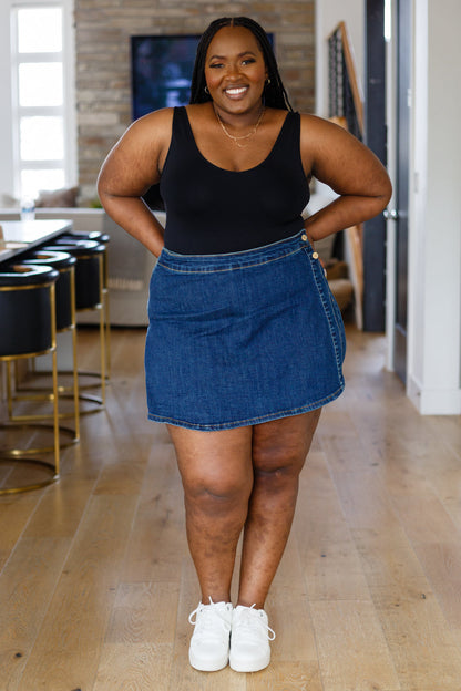 Jalissa High Waist Overlap Denim Skort