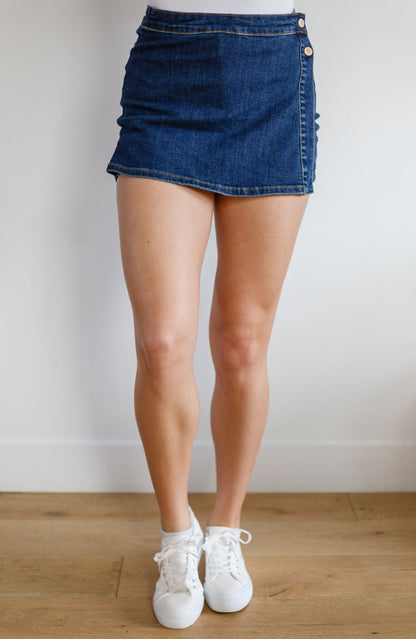 Jalissa High Waist Overlap Denim Skort