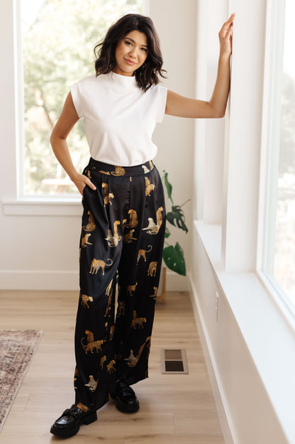 Legendary in Leopard Satin Wide Leg Pants