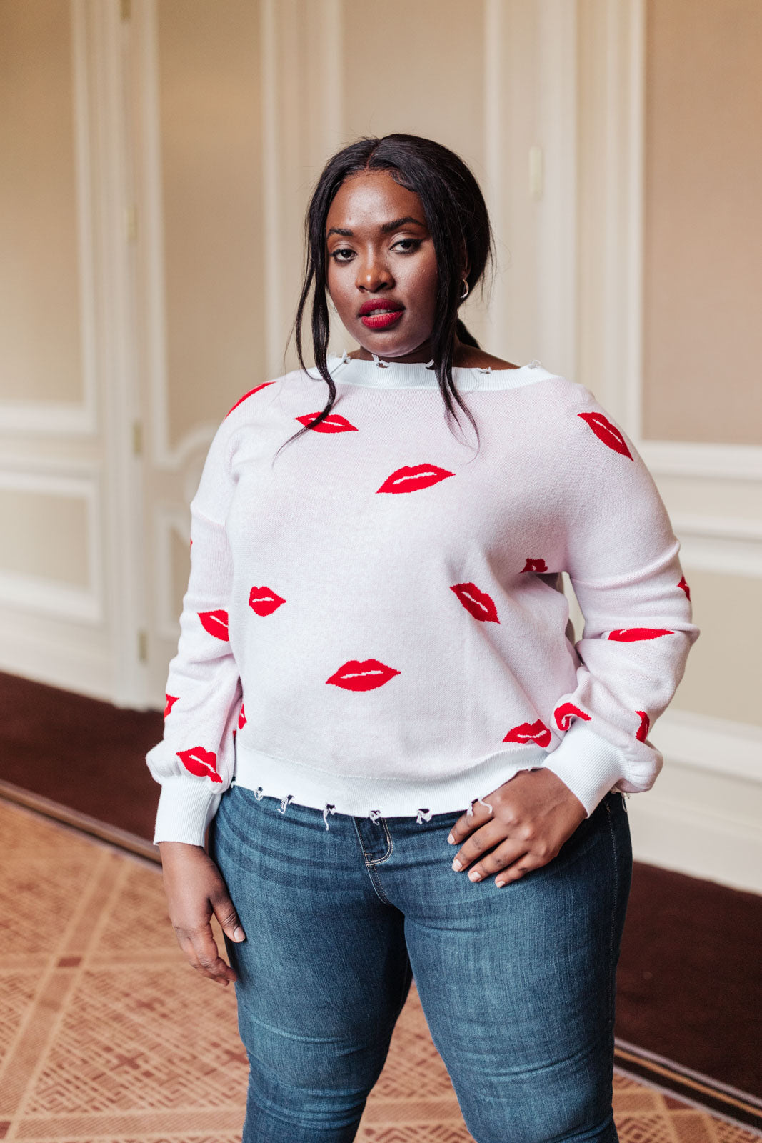 Luscious Lips Top in White