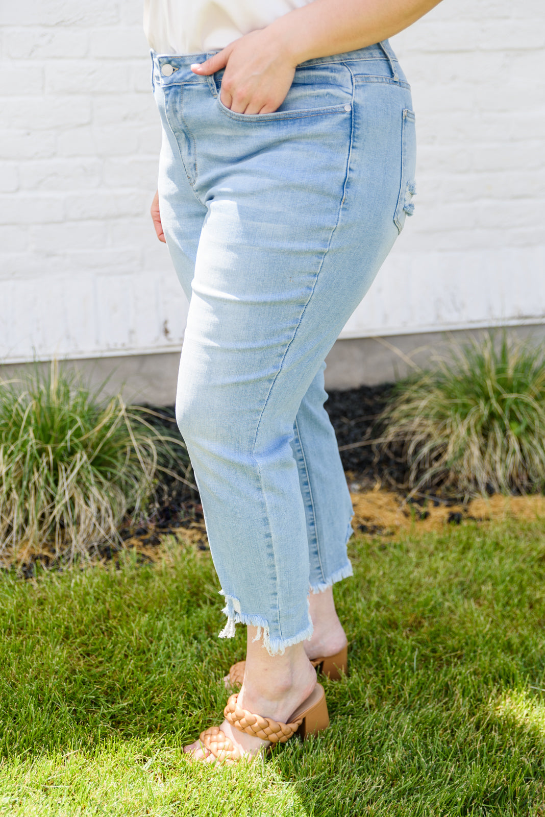 Mid-rise Destroyed Hem Boyfriend Jeans