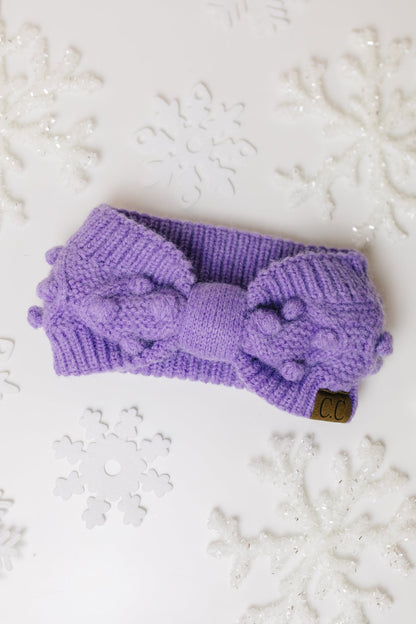 Pom Knit Head Wrap In Periwinkle