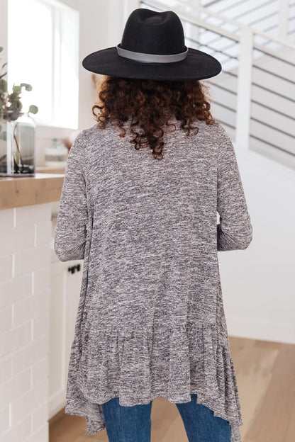 The Avalynn Heathered Cardigan in Smoky Coal