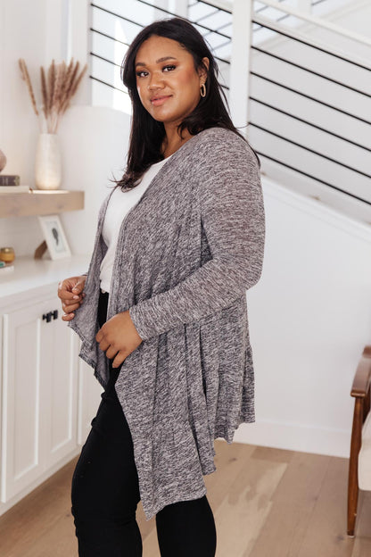 The Avalynn Heathered Cardigan in Smoky Coal