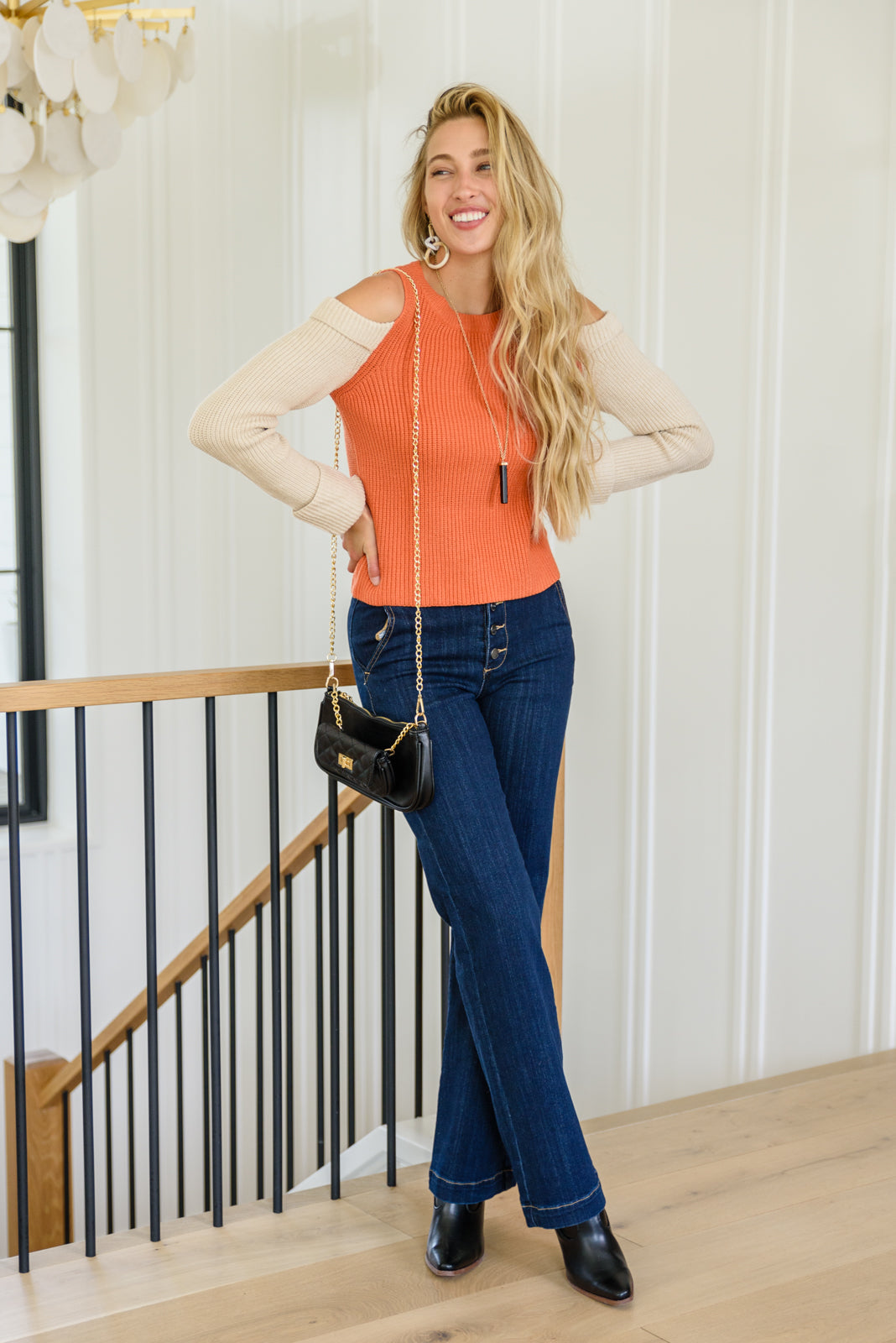 The Ellie Drop Shoulder Top in Pumpkin