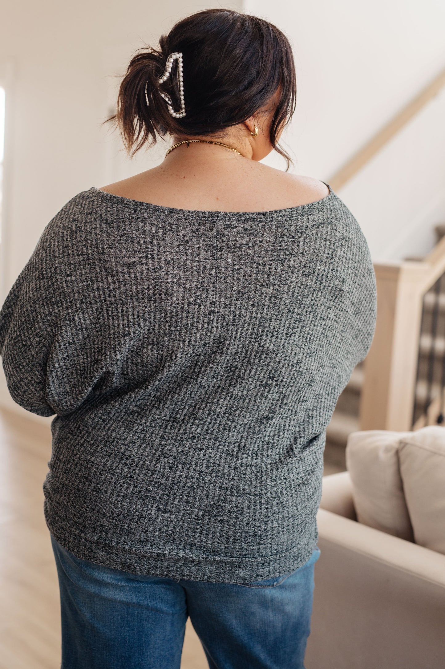 Warm Thoughts Ribbed Top in Charcoal